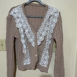 Vintage Lace Granny Cable Knit Sweater